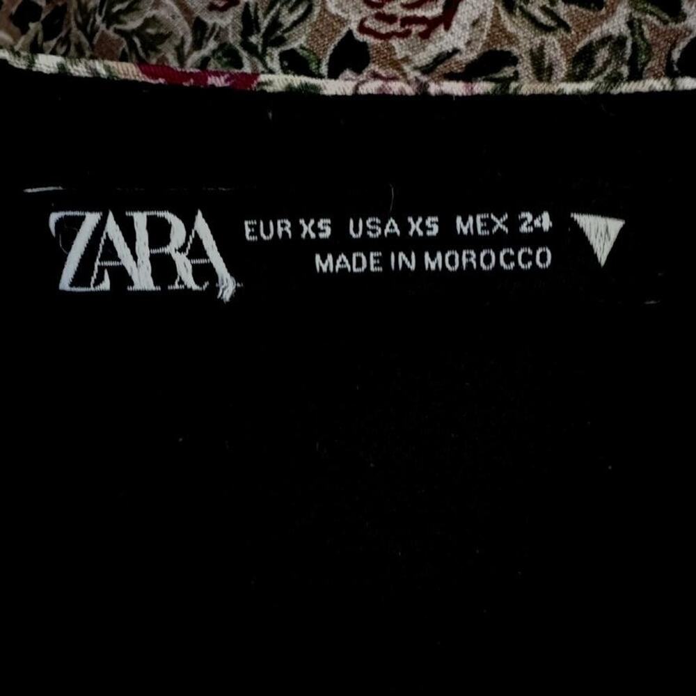 ZARA Dress Womens XS Floral Rose Print Long Sleeve Square Neck Mini‎ Bodycon - Picture 13 of 16